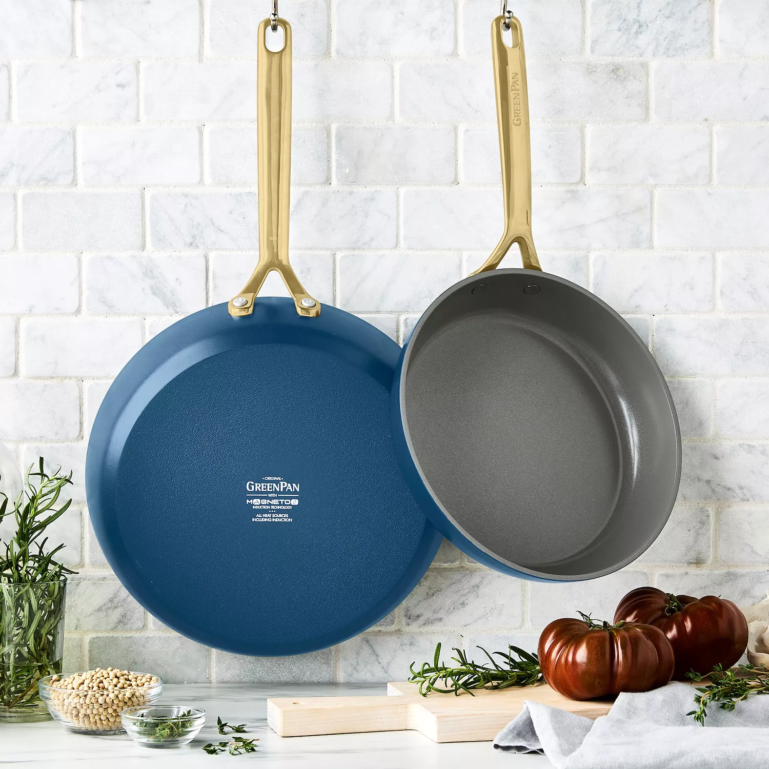 GreenPan GP5 Skillet Set with Champagne Handles  9.5" & 11"