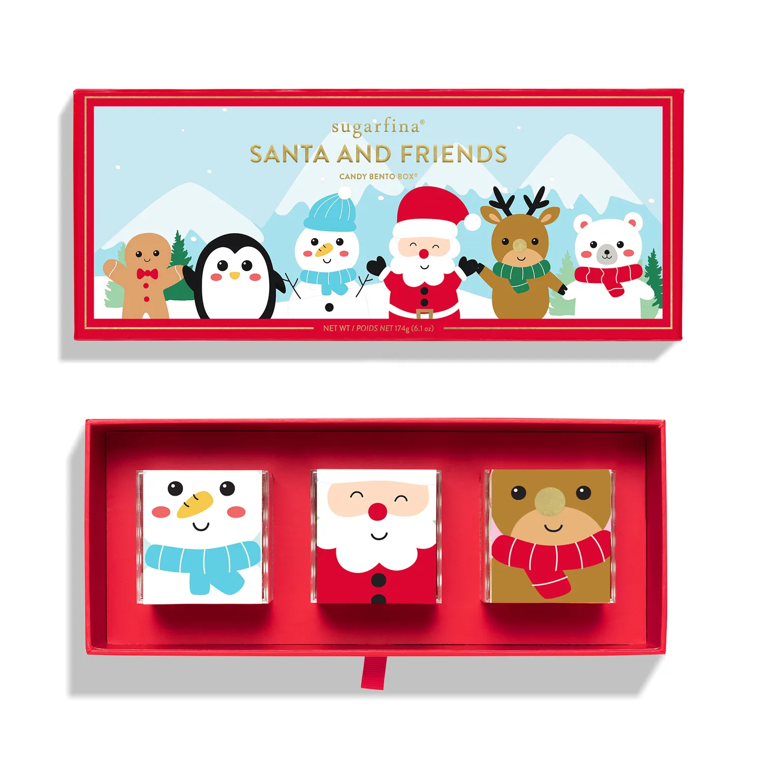 Sugarfina Santa & Friends Pop-up Bento Box, Set of 3