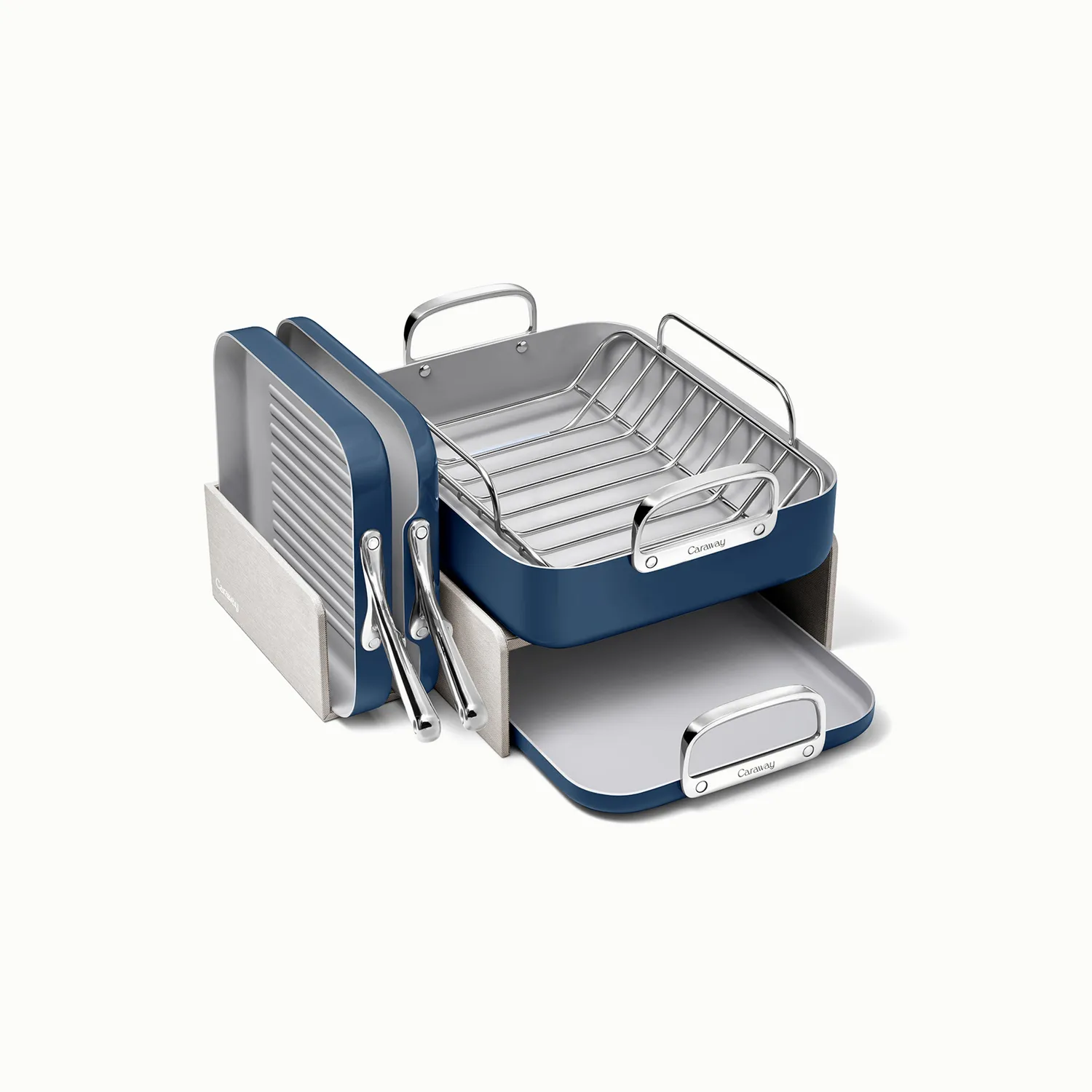 Caraway Ceramic Nonstick Squareware 5-Piece Cookware Set with Bonus Storage