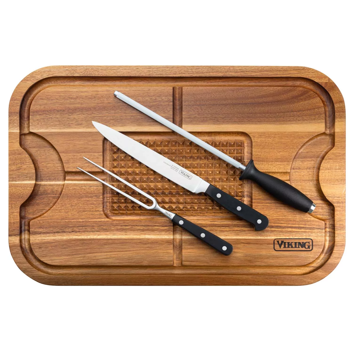 Photos - Other Accessories VIKING XL Acacia Carving Board with 3-Piece Carving Set 40475-9984 