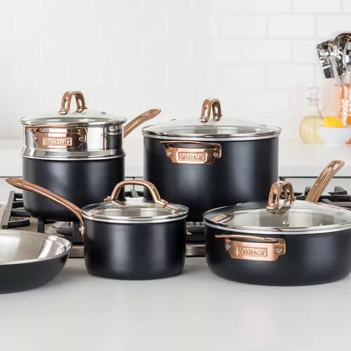 Viking Tri-Ply Black and Copper 11-Piece Cookware Set