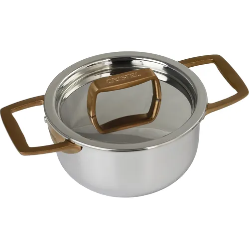 Cristel Castel'Pro 3-Ply Stainless Steel Mini Stewpot with Antique Brass Handles