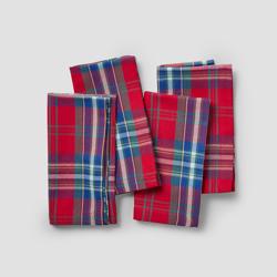 Sur La Table Jolly Santa Plaid Napkins, Set of 4