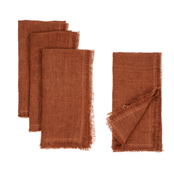 Indaba Fringe Linen Napkins, Set of 4