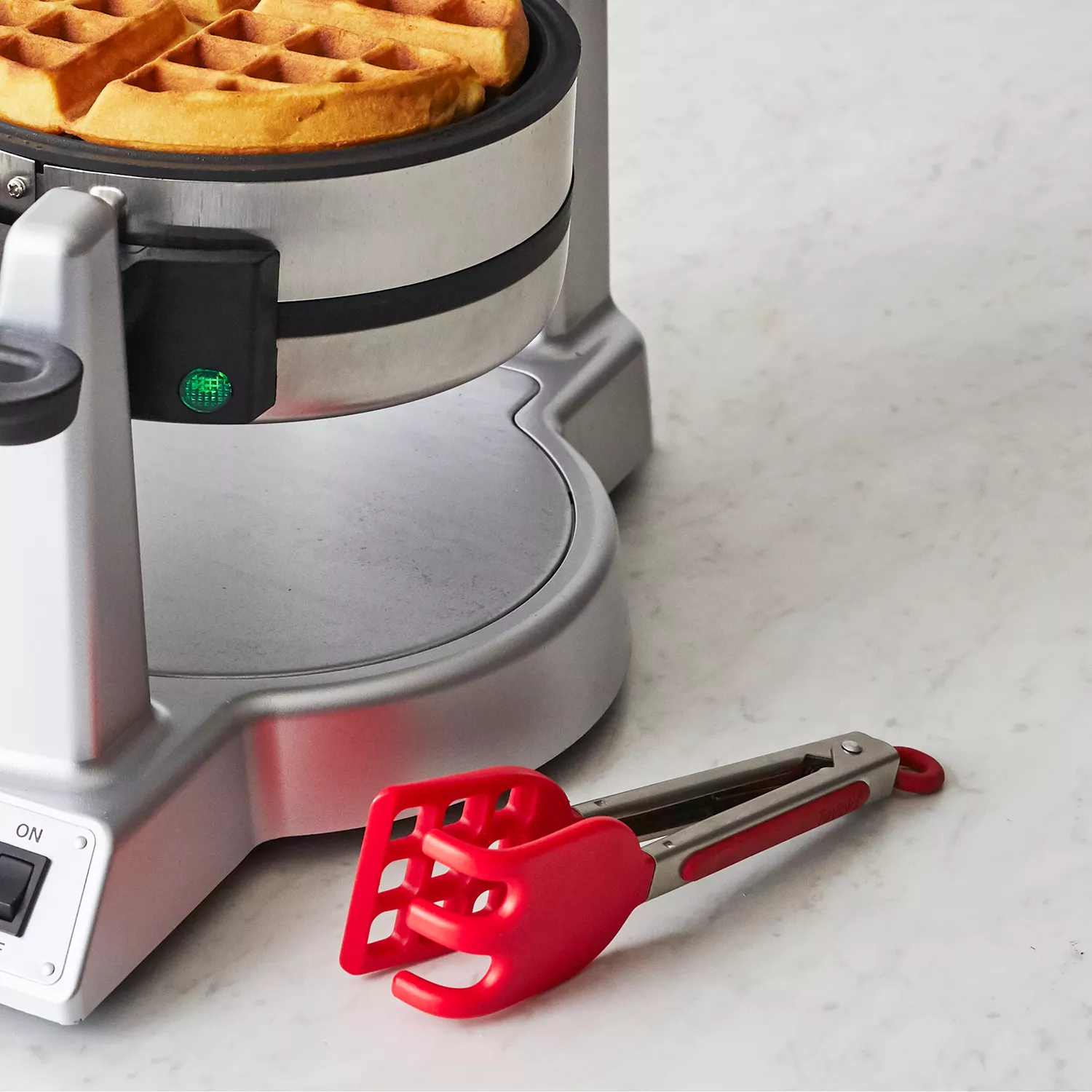 Tovolo Easy-Grip Mini Waffle Non-Slip Stainless Steel Handle,  Heat-Resistant Silicone Heads, Kitchen Tongs for Cooking Waffles &  Breakfast, Charcoal