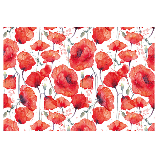 Red Poppies Vinyl Placemats, Set of 4