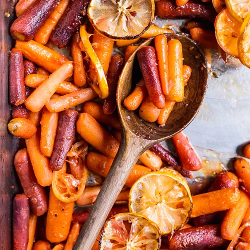 Harissa and Maple Roasted Carrots