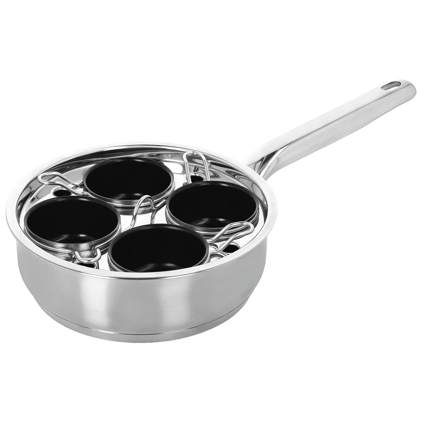 Demeyere Resto3 Stainless Steel Ceramic Nonstick 4-Cup Egg Poacher Set