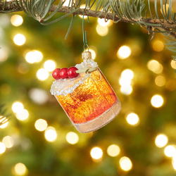 Holiday Time Christmas Ornament Embossed Glass Beverage Dispenser