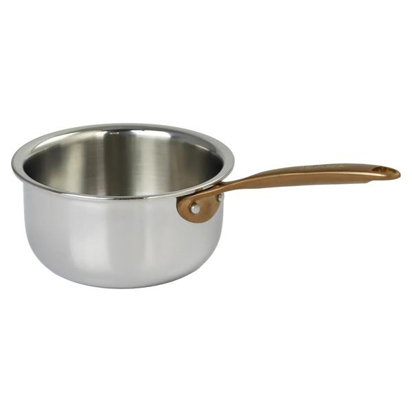 Cristel Castel'Pro 3-Ply Stainless Steel Mini Open Saucepan with Anitque Brass Handle