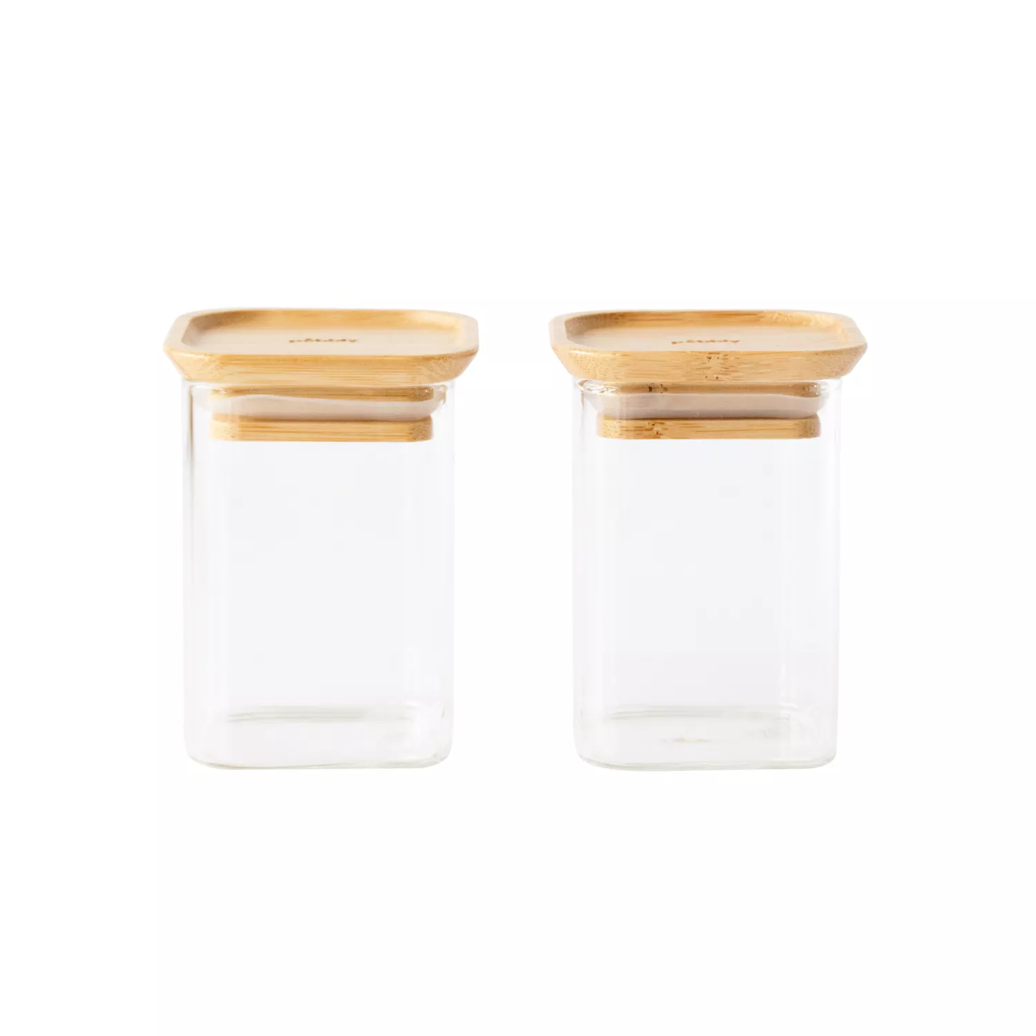 Pebbly Round Spice Jars with Bamboo Lids, Set of 3, 1 set