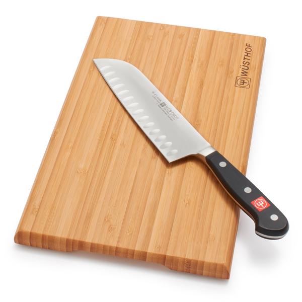 Wüsthof Classic Hollow-Edge Santoku with Cutting Board