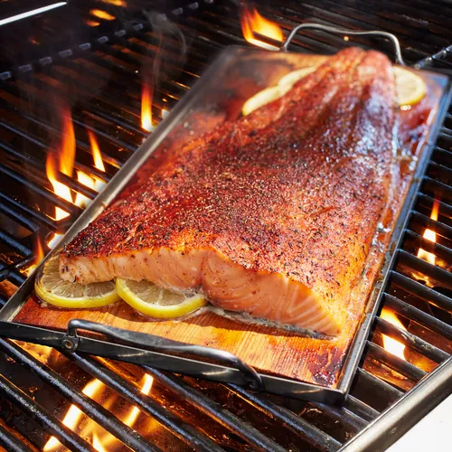 Cedar-Plank Salmon with Wasabi-Lime Aioli
