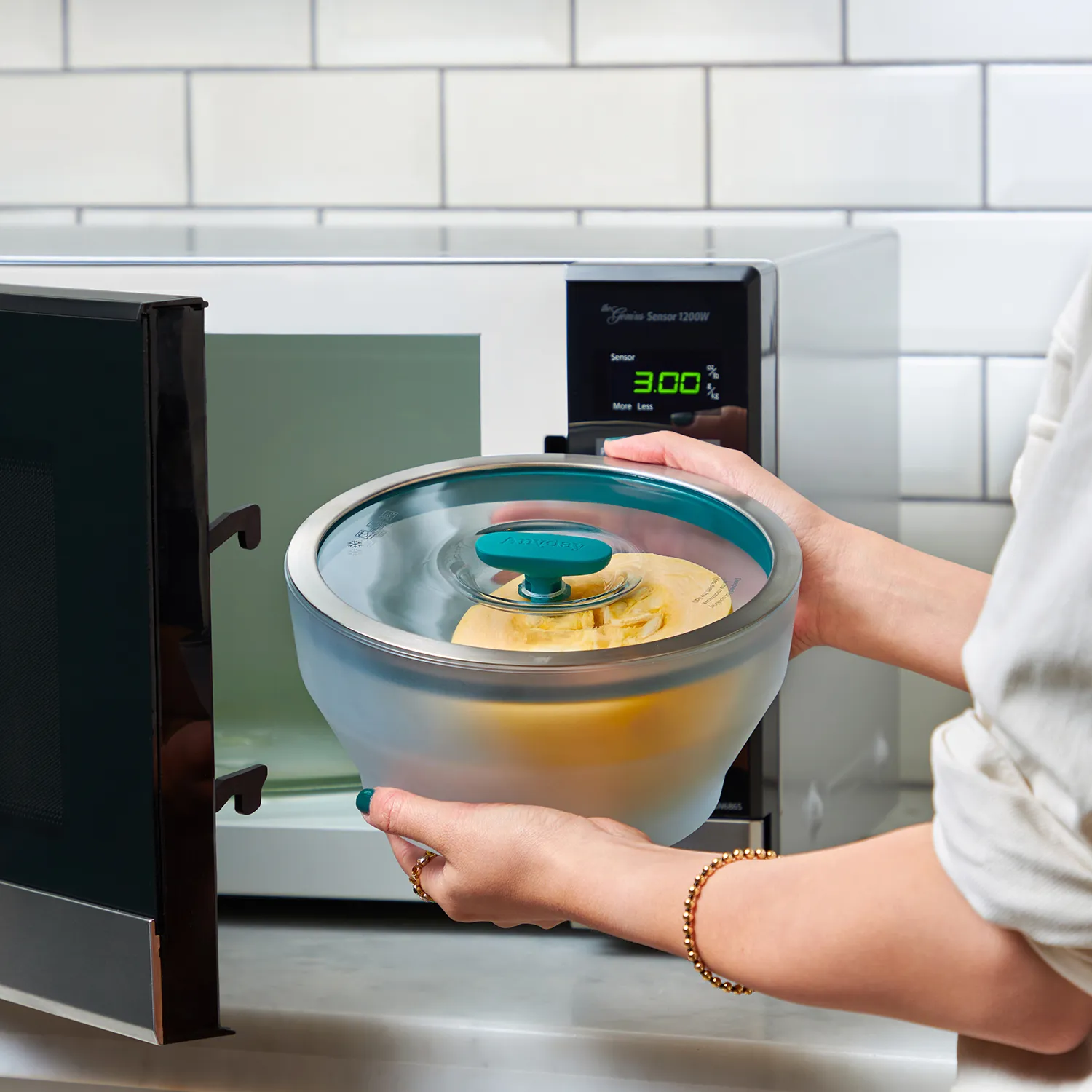 Anyday Microwave Large 4-Piece Glass Round Dish Set