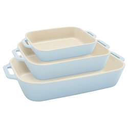 Staub Pastel Macaron Stoneware 3-Piece Rectangular Baker Set Cute but blue doesn