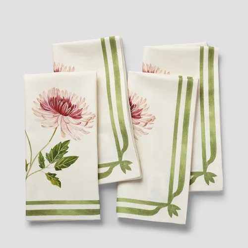 Sur la table Autumn Botanical Chrysanthemum Napkins, Set of 4
