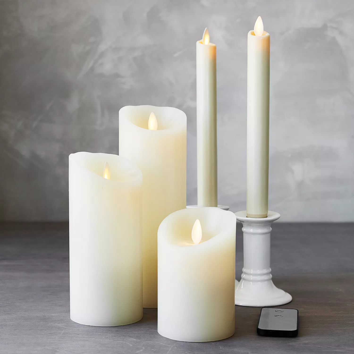 Sur La Table Flameless Pillar Candles, Set of 2