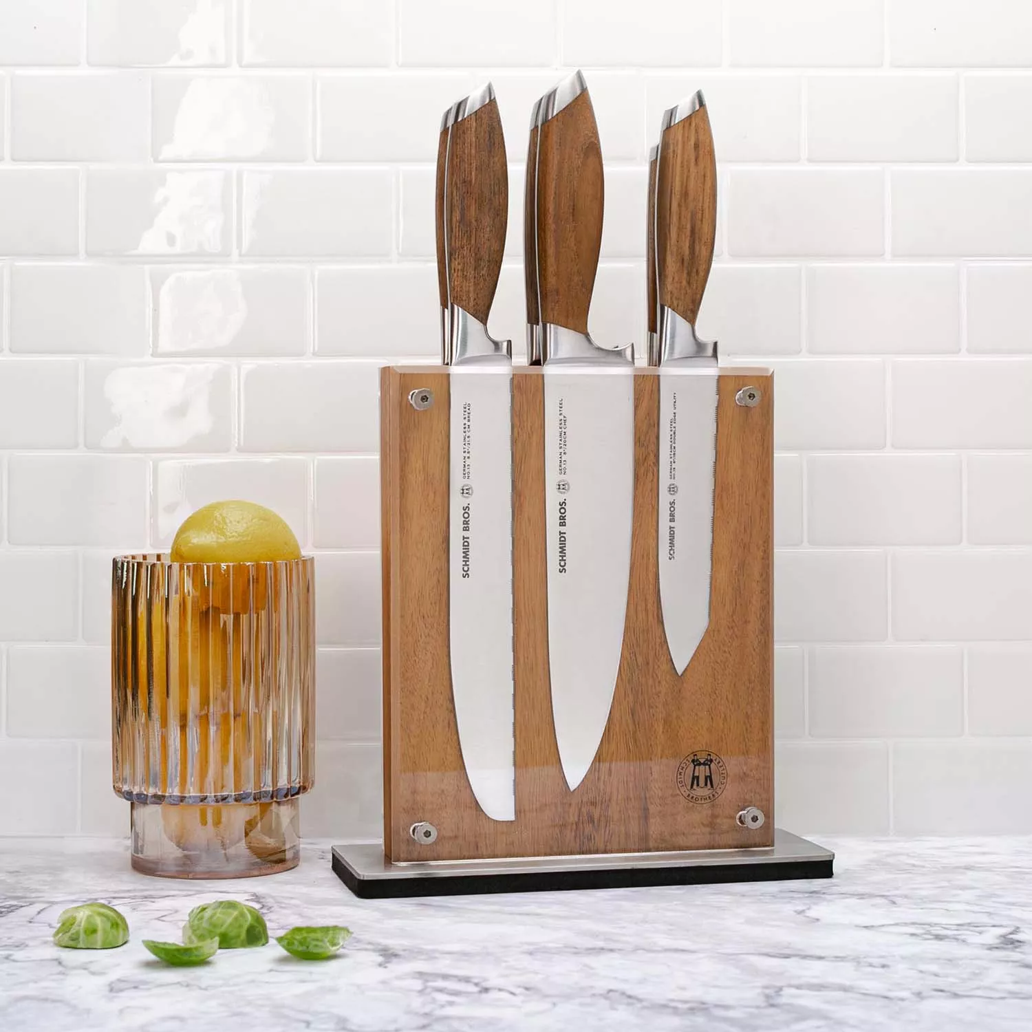 Schmidt Brothers Cutlery Bonded Teak 7-Piece Knife Block Set