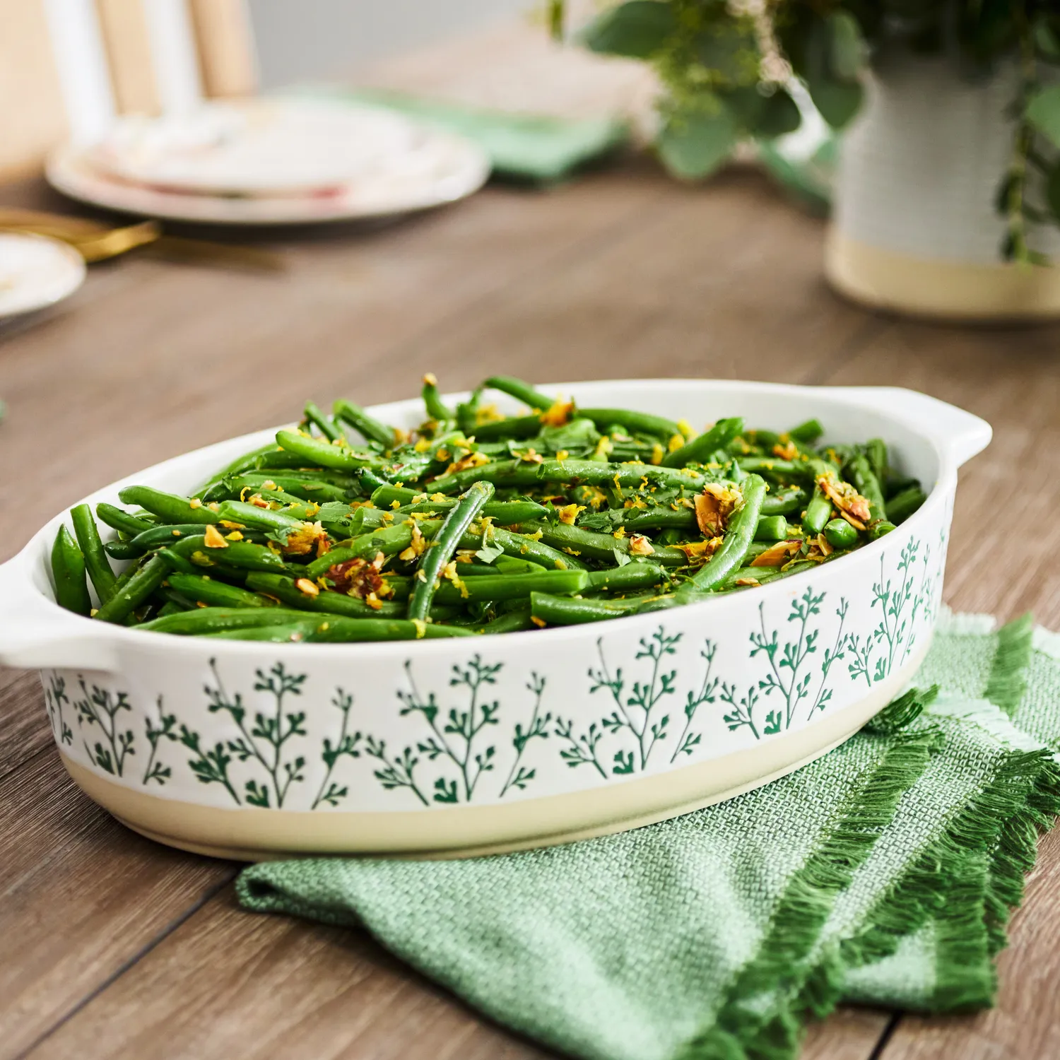 Sur La Table Floral Oval Baker, 3.4 qt.