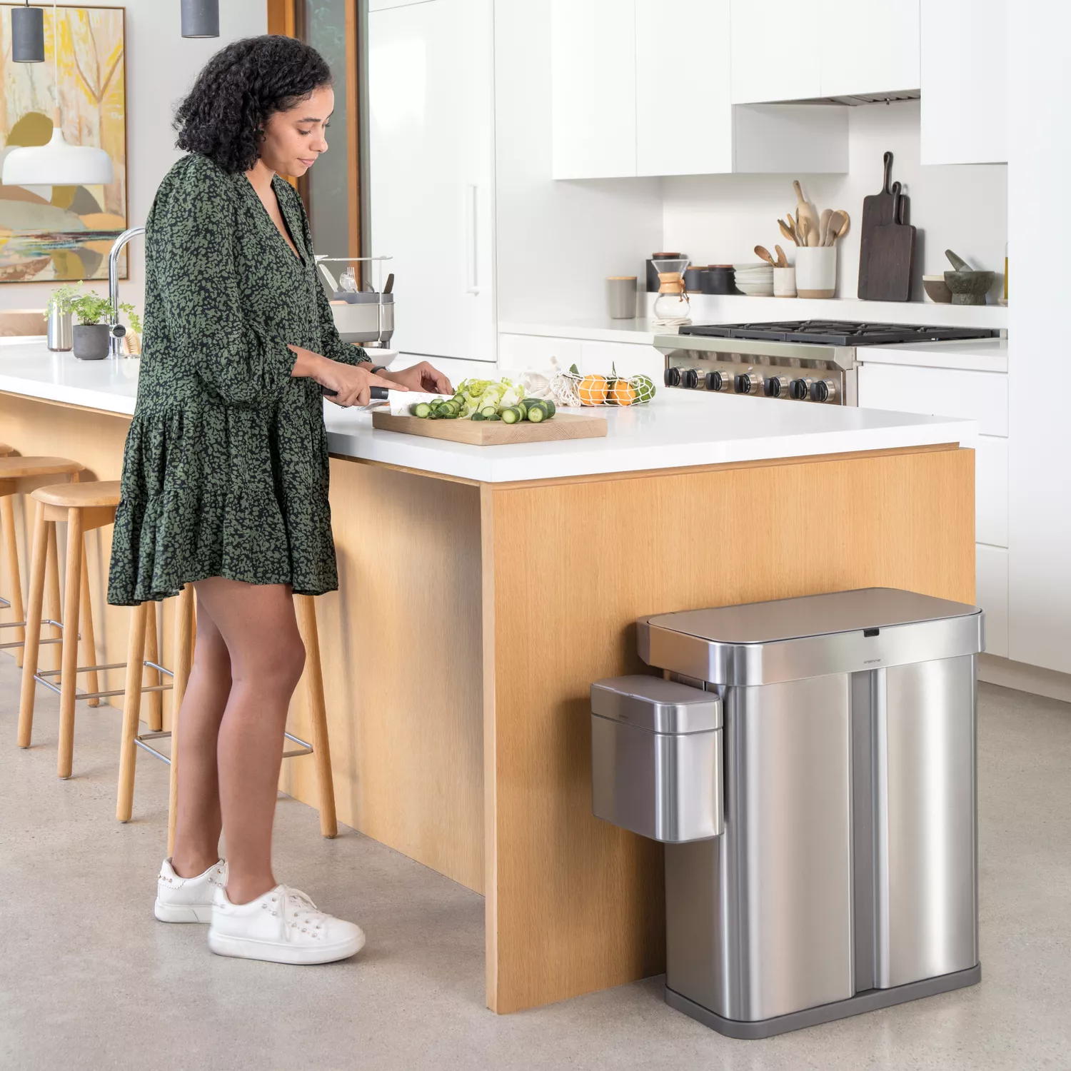 Simplehuman Voice & Motion Dual Compartment Sensor Can, 58 L
