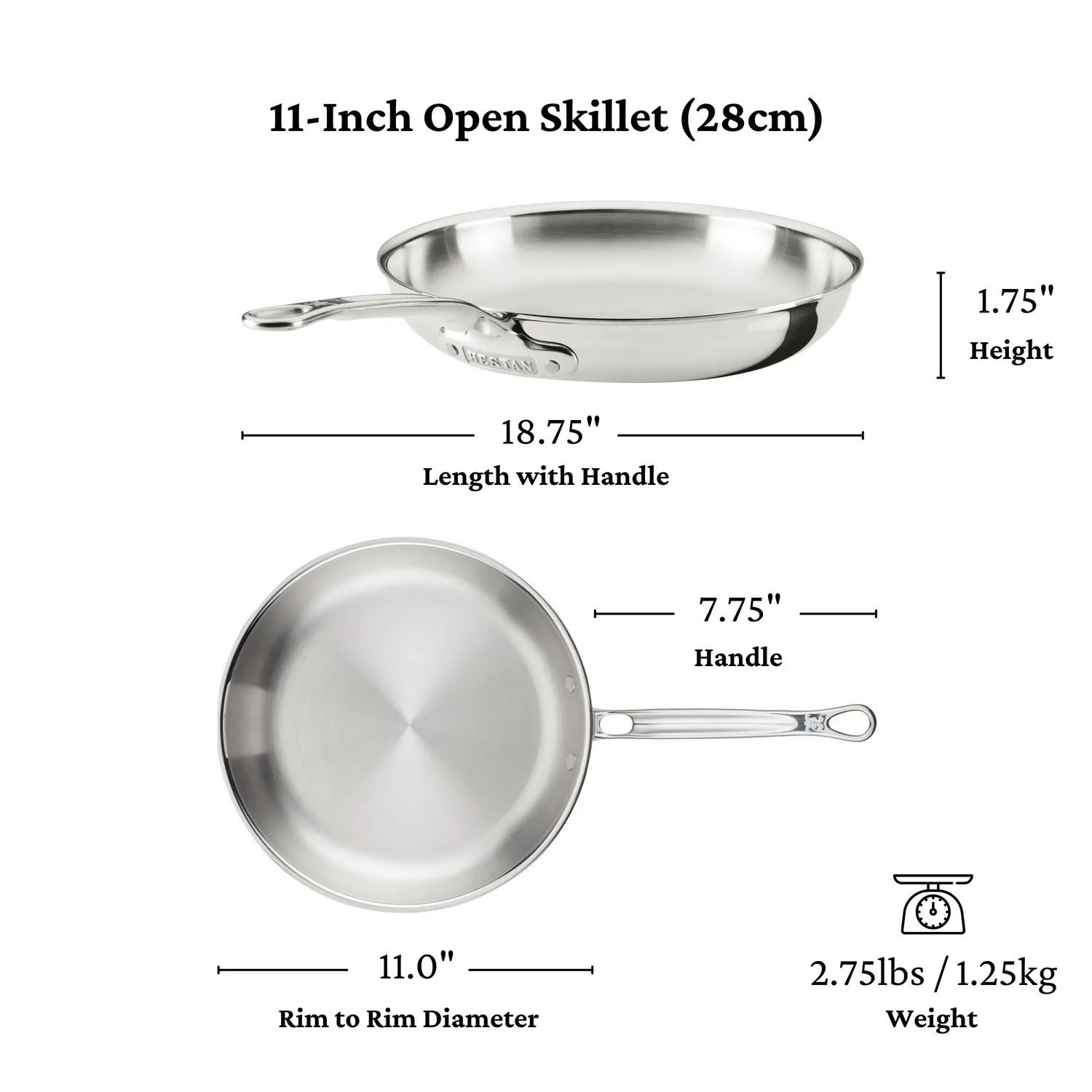 Hestan ProBond Luxe Stainless Steel Set of 3 Skillets, 8.5", 11", & 12.5"