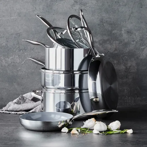 GreenPan Stainless Steel Valencia Pro Ceramic Nonstick 10-Piece Cookware Set