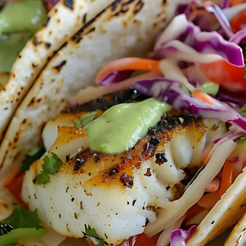 Rubbed and Seared Fish Tacos with Lime Cabbage Slaw
