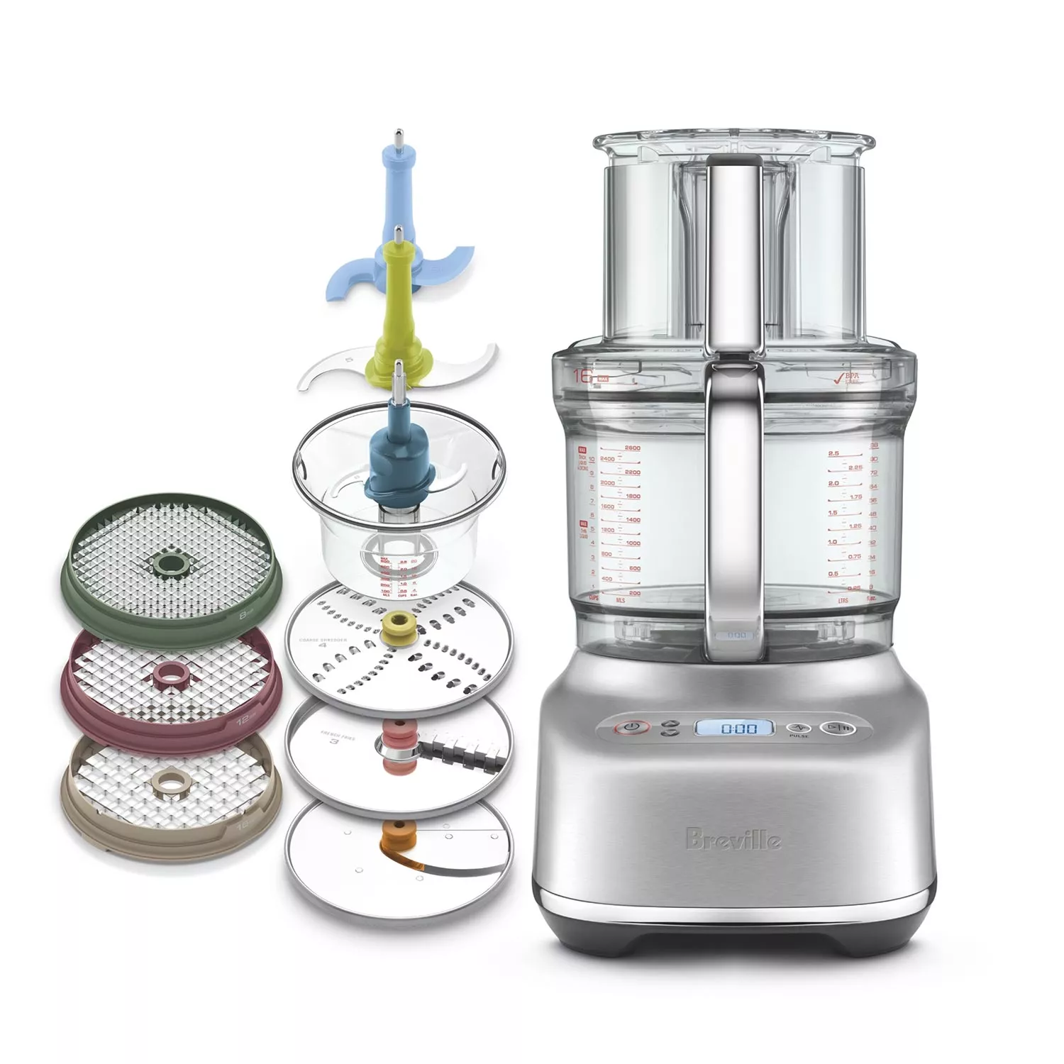 Food Processor, 12-cup Professional Food Processor with 16 Functions,  Safety Base Design 