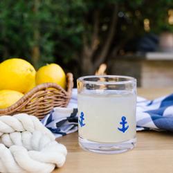 Sur La Table Seaside Anchor Icon Double Old-Fashioned Glass
