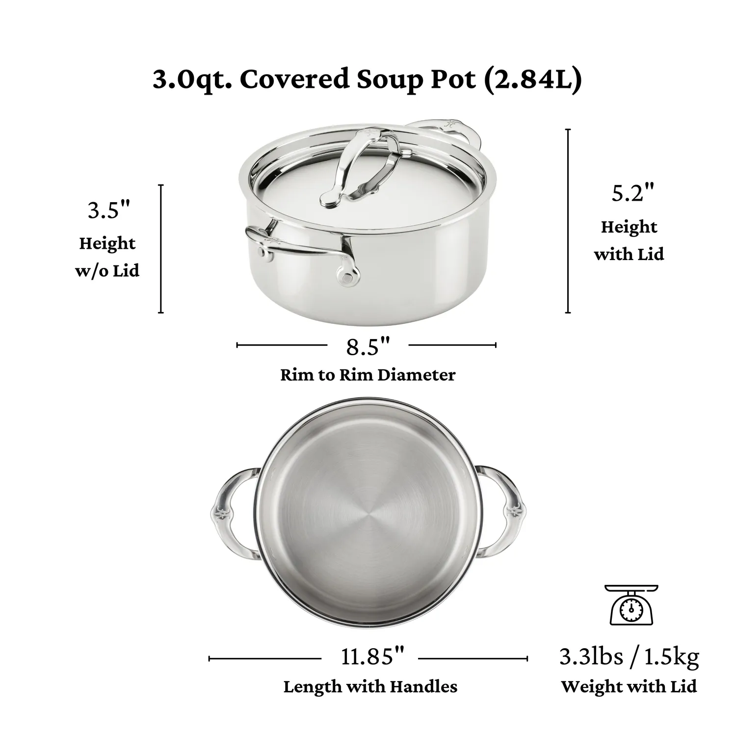 Hestan ProBond Luxe Stainless Steel Soup Pot, 3 qt.