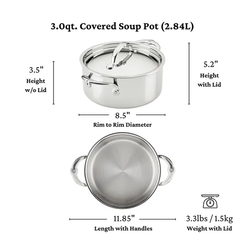 Hestan ProBond Luxe Stainless Steel Soup Pot, 3 qt.