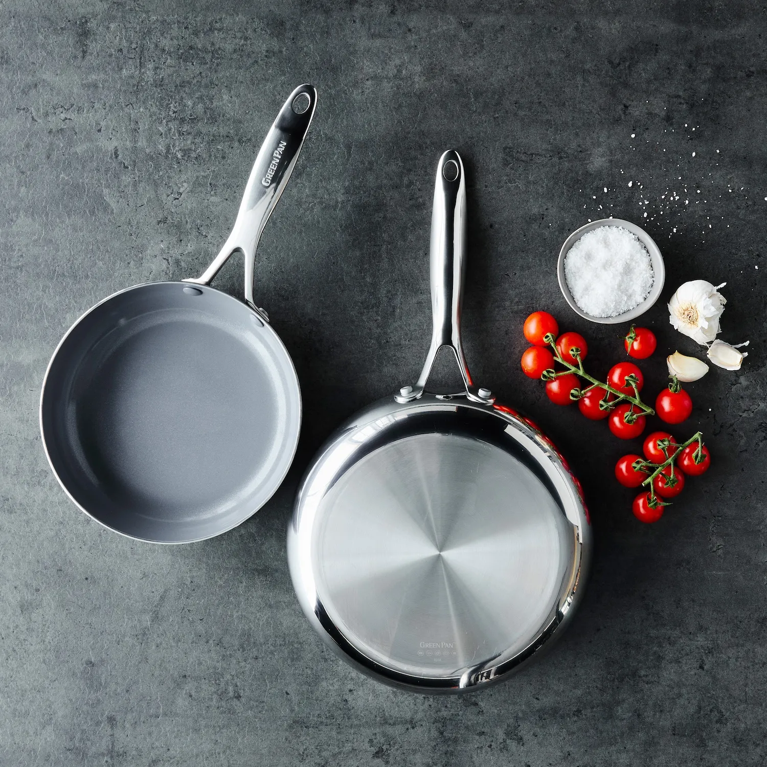 GreenPan Stainless Steel Valencia Pro Ceramic Nonstick 2-Piece Skillet Set, 8" & 10"
