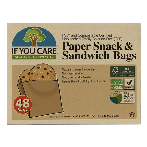 If You Care Compostable & Eco-Friendly Paper Sandwich Bags, Pack of 48