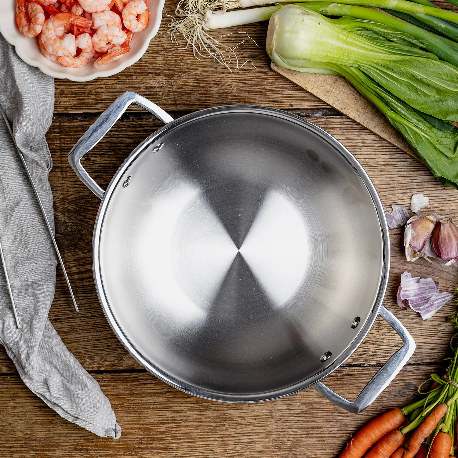 Cristel Castel'Pro Ultraply 3-Ply Stainless Steel Wok