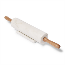 Sur La Table Marble Rolling Pin with Wooden Handles 