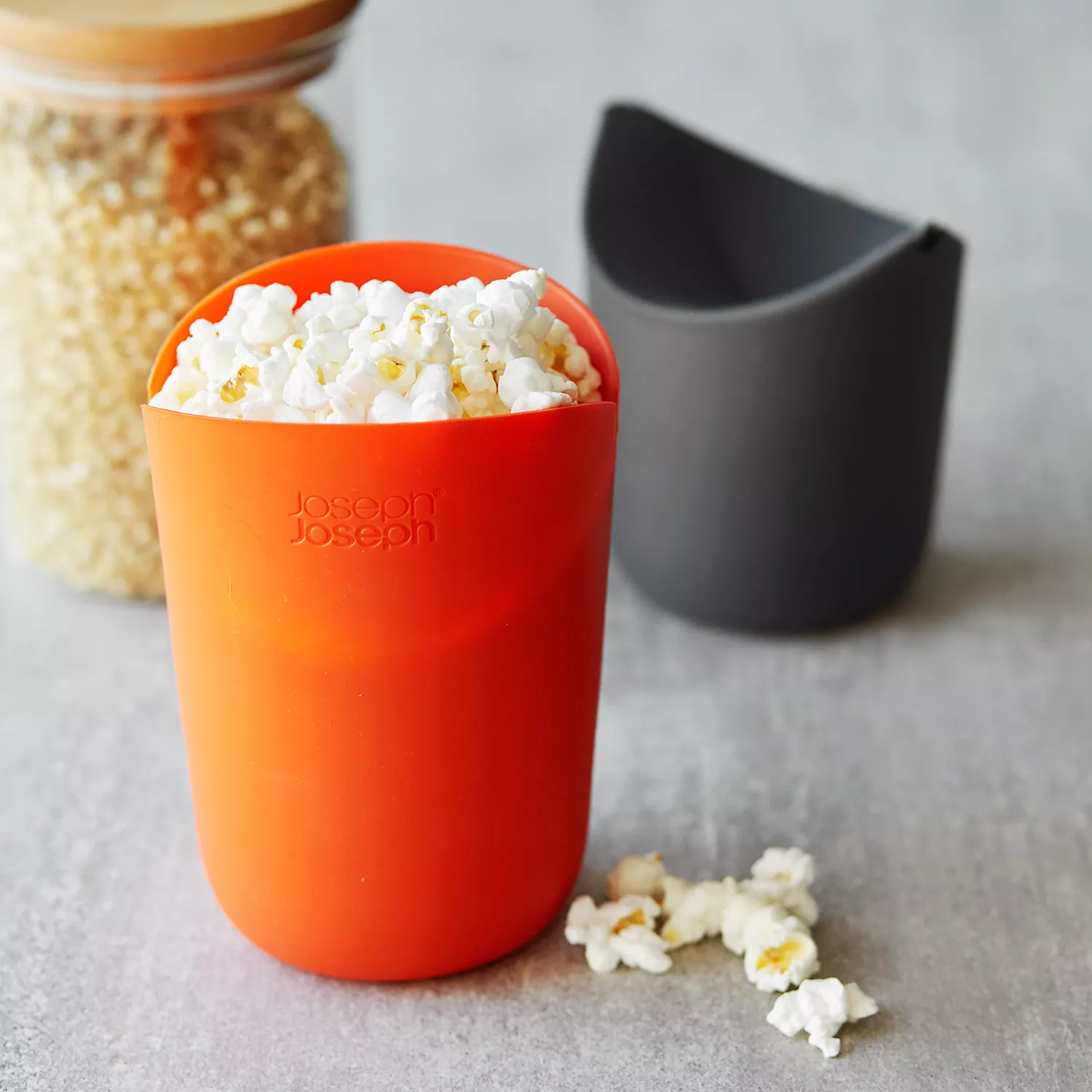 Joseph Joseph M-Cuisine Microwave Popcorn Popper Maker Single Serve Portion  Silicone Food Safe, 2-piece, Multicolored