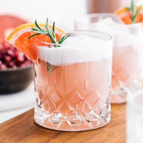 Grapefuit, Rosemary, and Pomegranate Pisco Sour