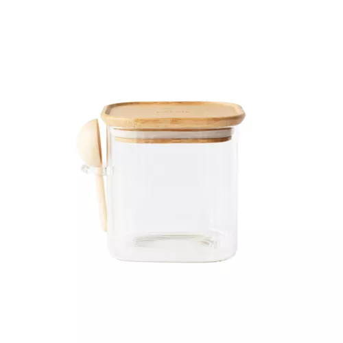 Pebbly Glass & Bamboo Jars with Scoop