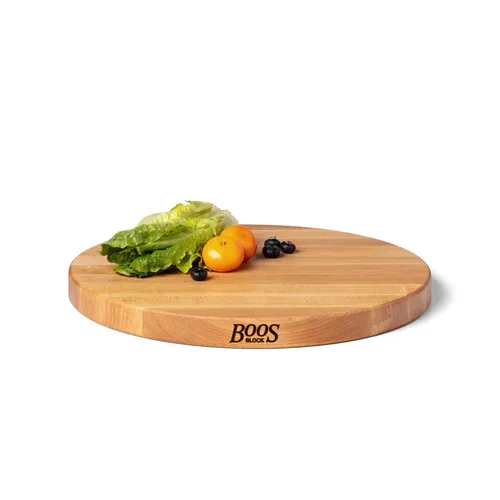John Boos Maple Edge-Grain Round Cutting Board, 1.5" Thick