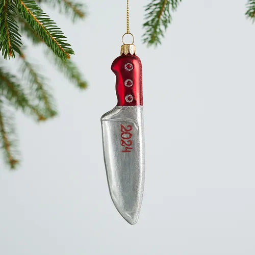 Sur La Table 2024 Chef Knife Glass Ornament, 5.2"