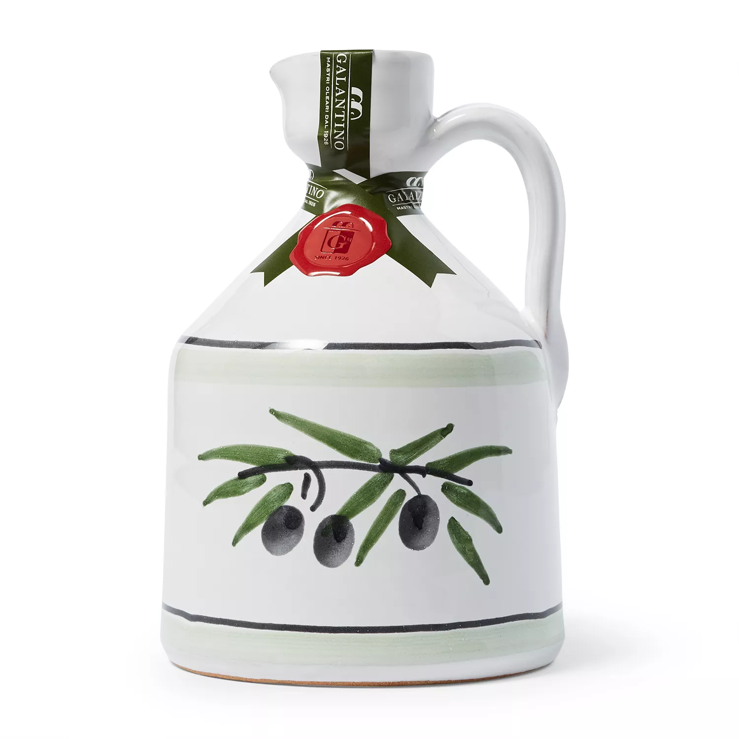 Frantoio Galantino Extra Virgin Olive Oil with Hand-Painted Ceramic Splatter Jug