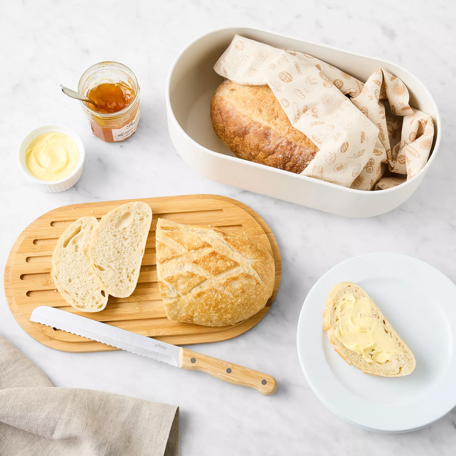 Pebbly Organic Cotton Bread Basket