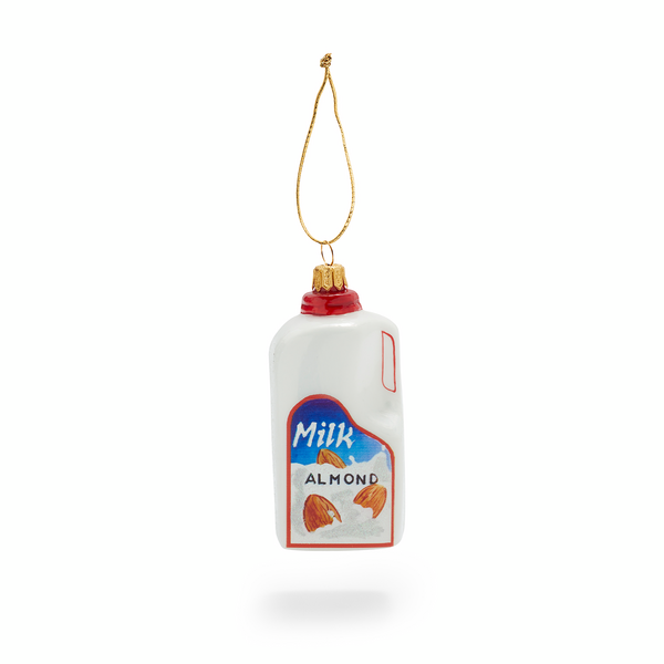 Almond Milk Carton Glass Ornament 