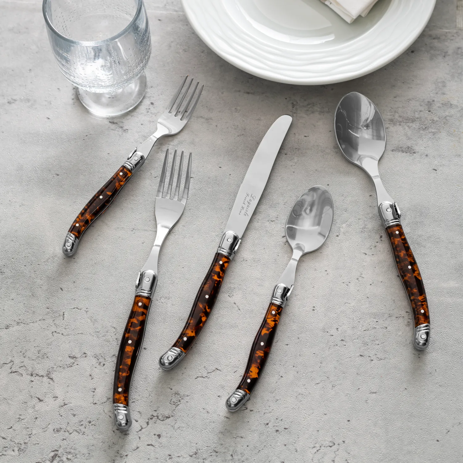 French Home Laguiole Stainless Steel Flatware, 20-Piece Set