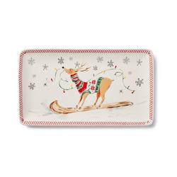 Sur La Table Snowy Village Reindeer Rectangular Platter
