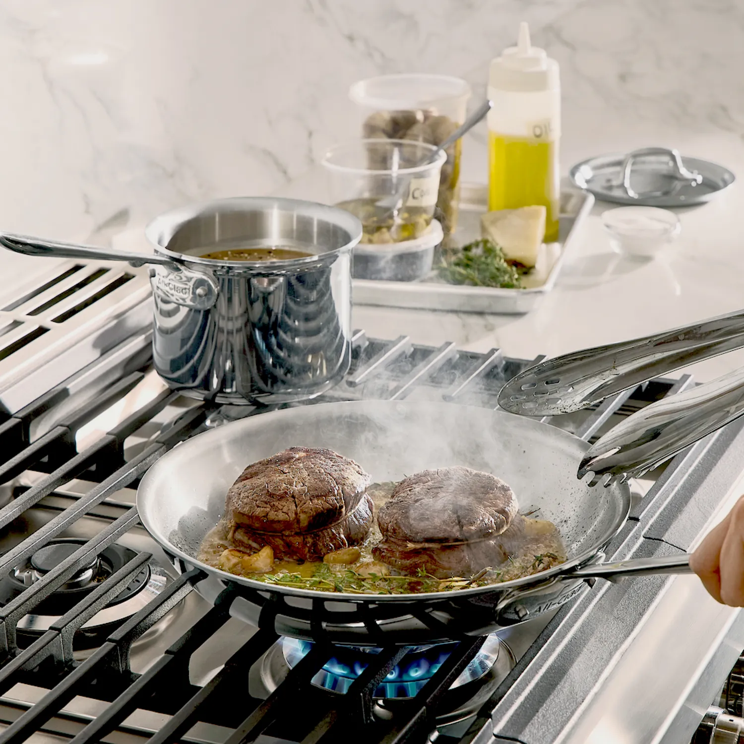 All-Clad D3 Stainless Steel Sear & Serve 3-Piece Cookware Set