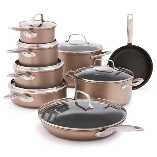 Sur La Table  Hard Anodized Bronze 15-Piece Cookware Set