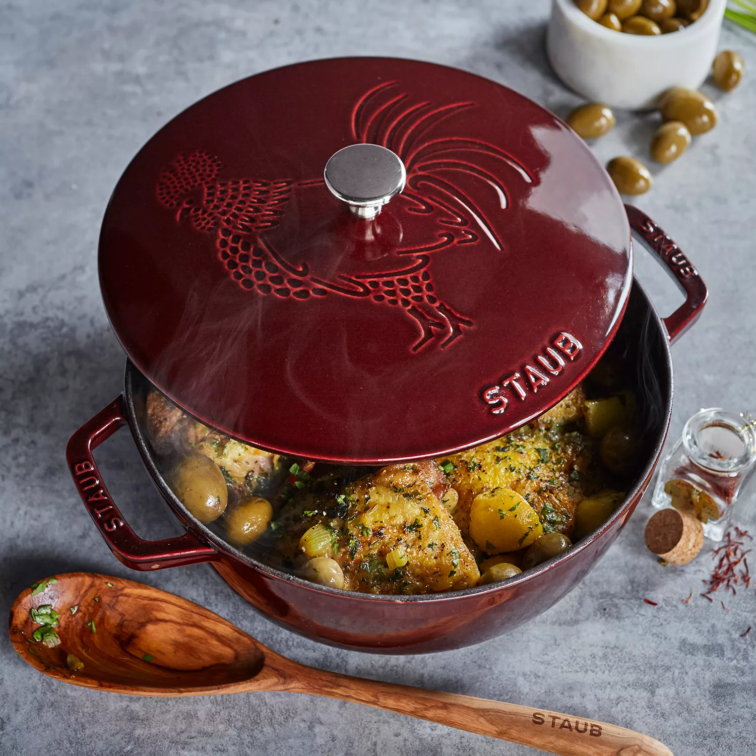 Staub Essential French Oven with Rooster Lid, 3.75 qt