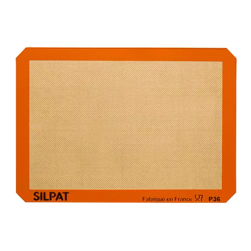 Baker's Mark 8 1/4 x 11 3/4 Quarter Size Heavy-Duty Orange Indexed Silicone Non-Stick Baking Mat