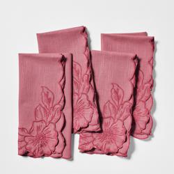 Sur La Table Embroidered Floral Napkins Set of 4